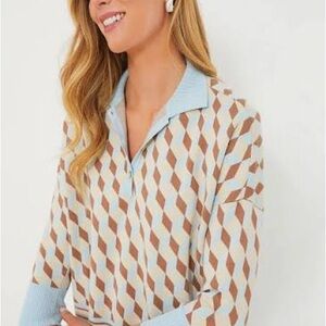 Tuckernuck Ocean Spray Knit Geo Clayton Polo Top XL XXL